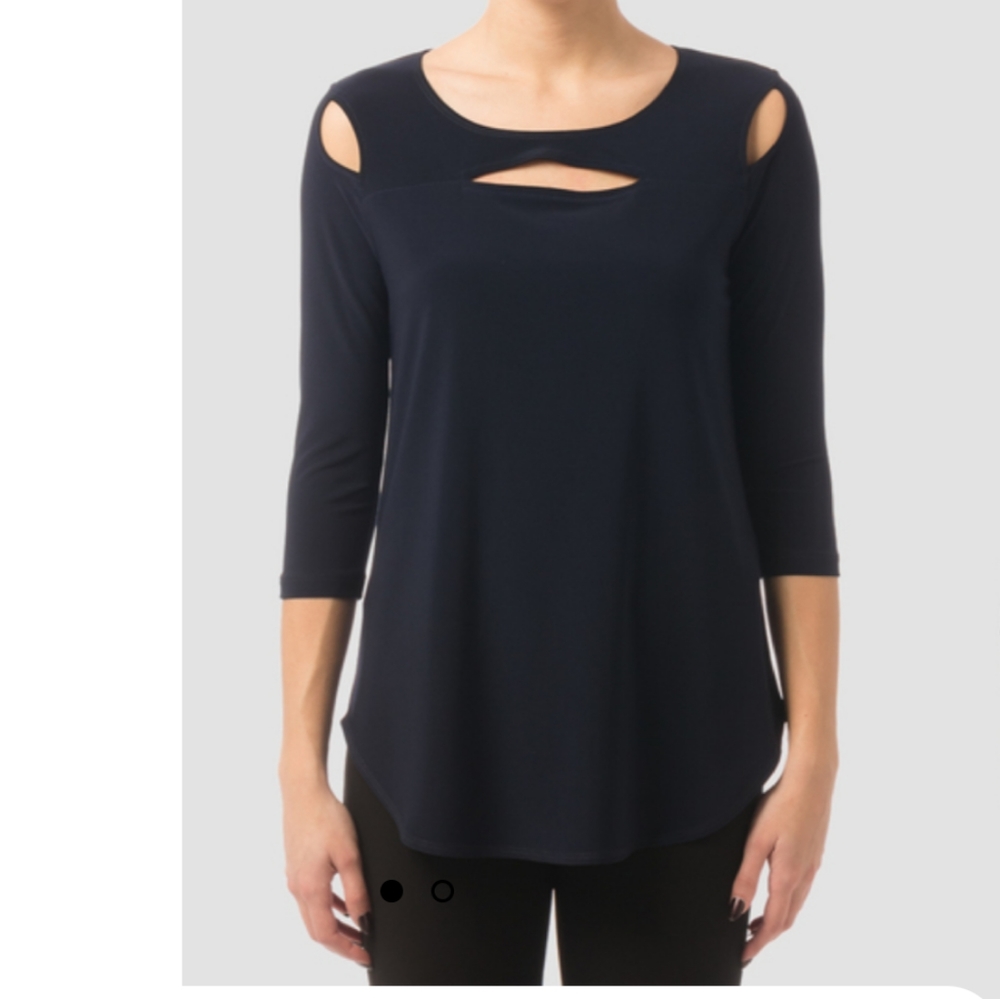 Joseph Ribkoff Black Cutout Tunic Blouse